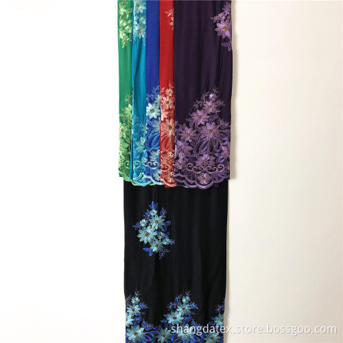 Shaoxing Rayon Satin With Embroidey On Black